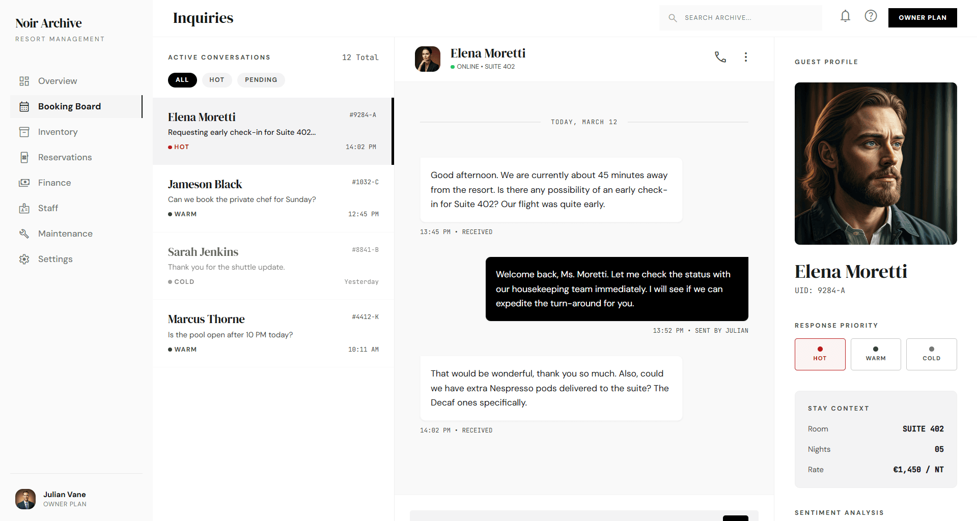 Inquiry workflow preview